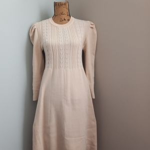 Beige Tan Women's Long Sleeve Knit Maxi Dress Size M
